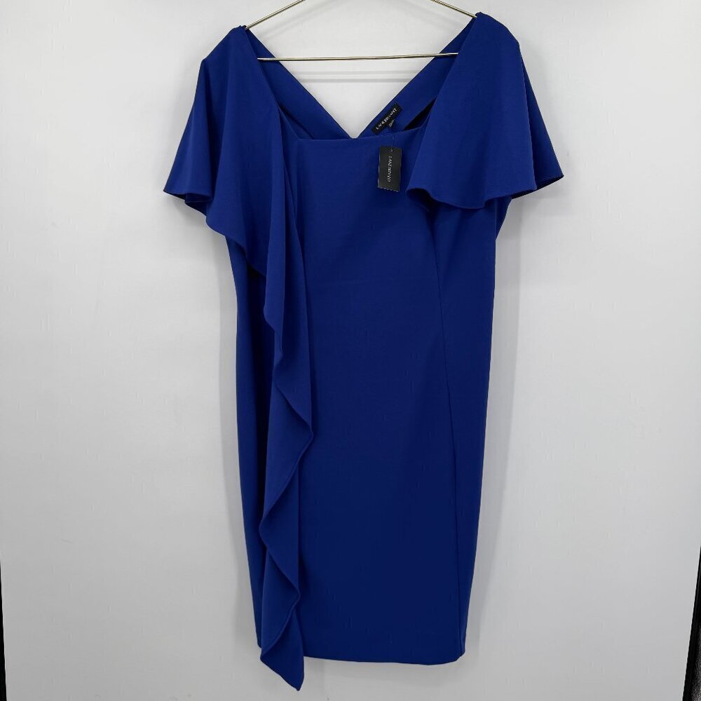 Lane Bryant Royal Blue Ruffle Sheath Midi Cocktail Dress Plus Size 18/20 NWT